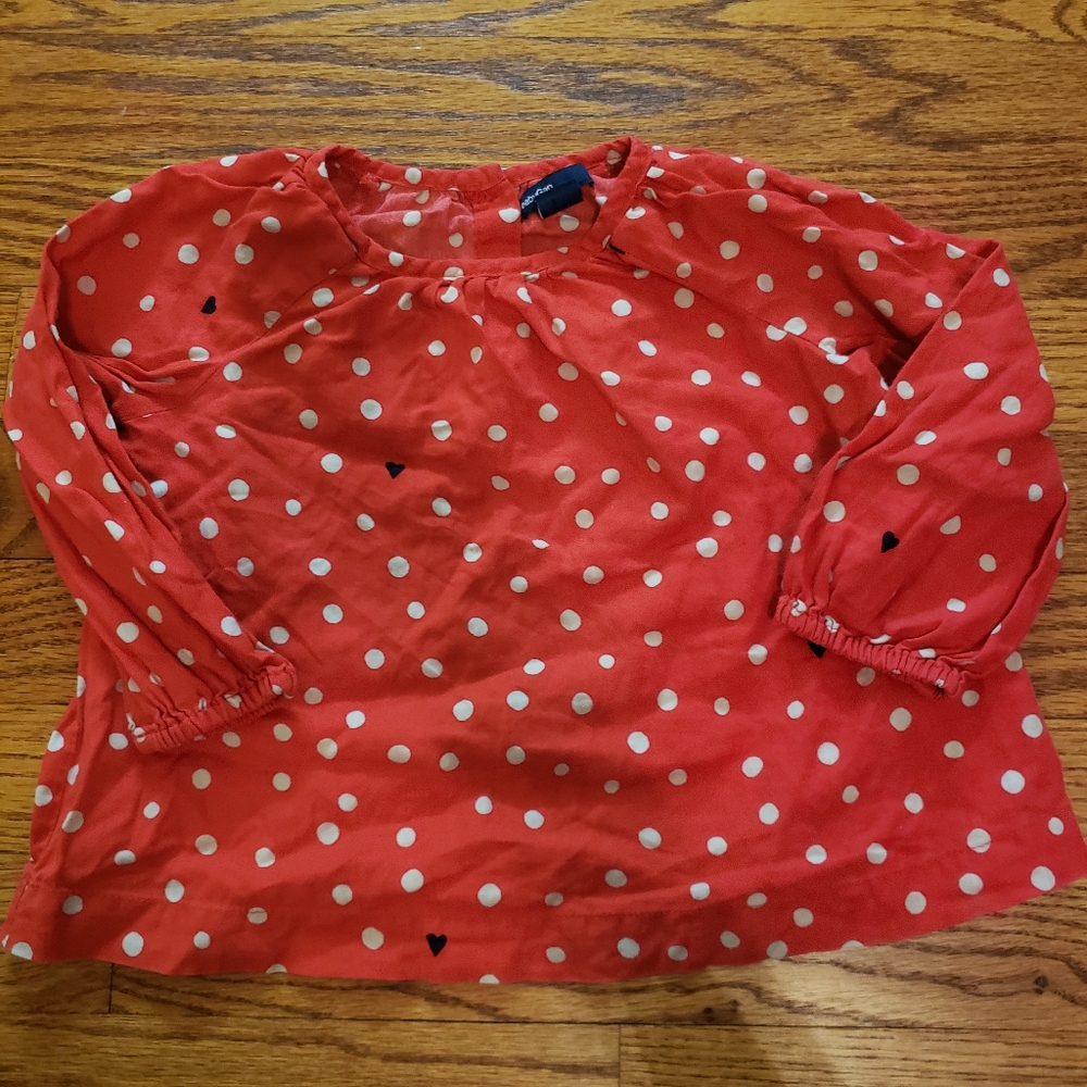 Baby Gap Red Polka Dot & Heart Blouse
